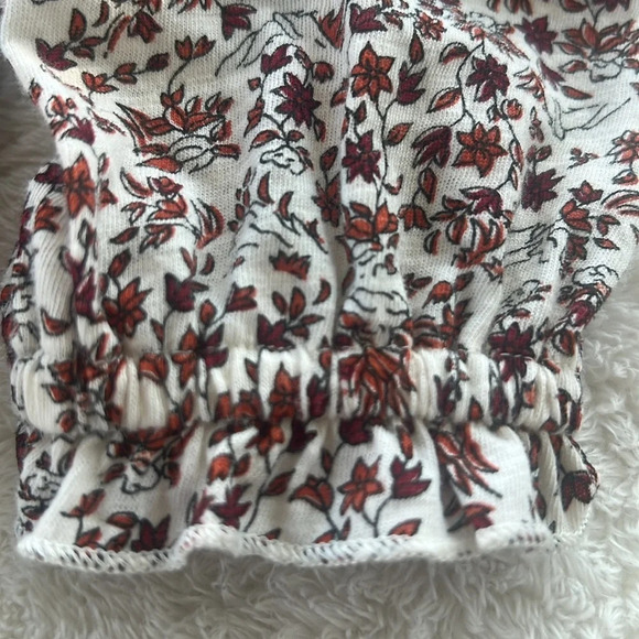 Lucky Brand Sz M Modest High Neck Smocked Frint Fall leaves long sleeve blouse - Picture 14 of 15